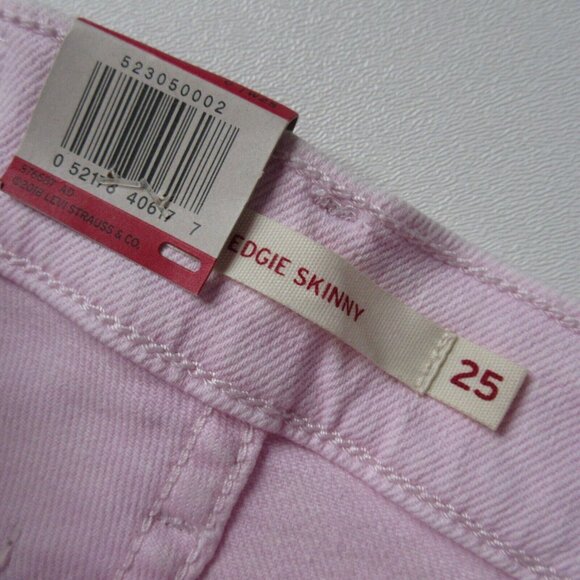 NWT Levi's Wedgie Skinny in Pink Acid Wash High Rise Stretch Crop Jeans 0 / 25 - Picture 4 of 8